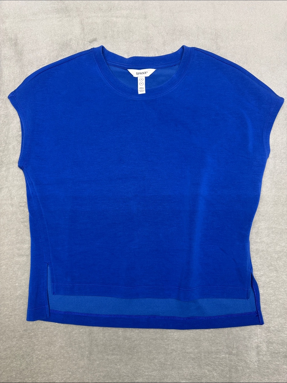 SPANX Bright Cobalt Blue Short Sleeve Knit Top